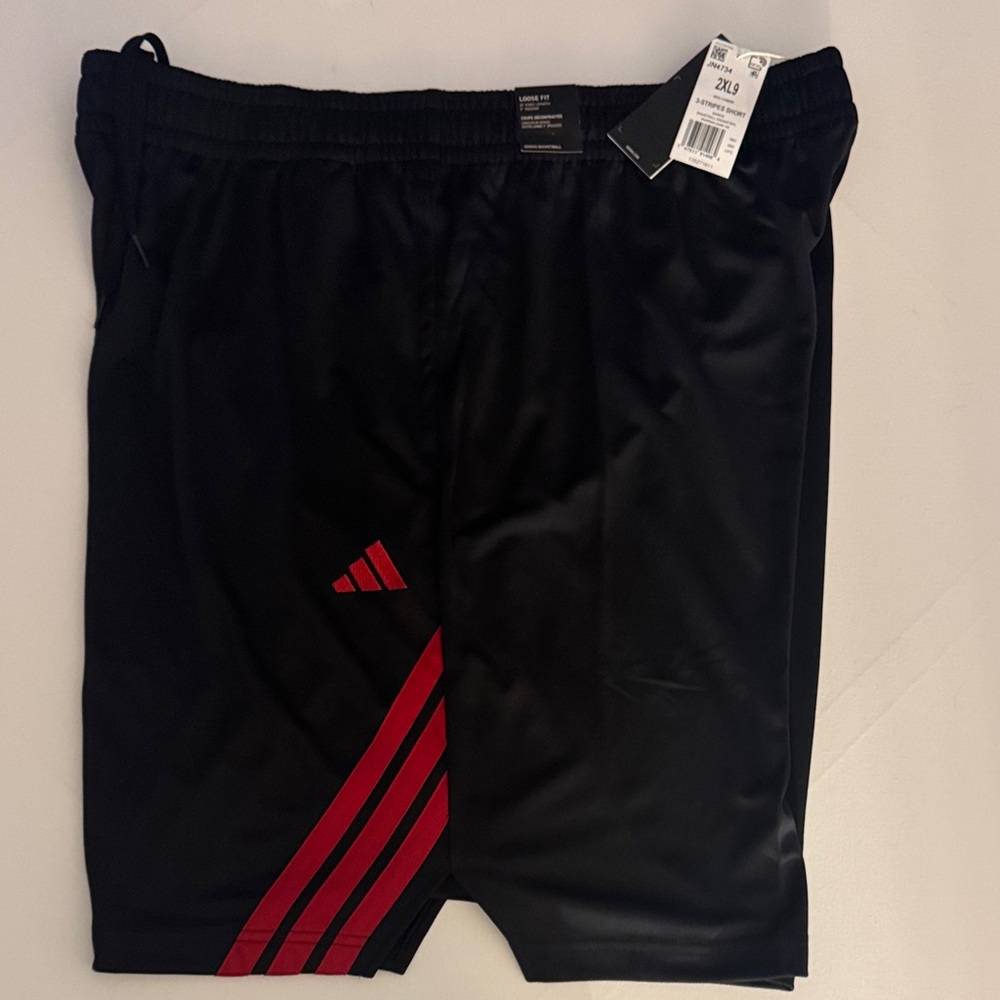 Adidas Basketball Shorts Mens 2XL Black Red